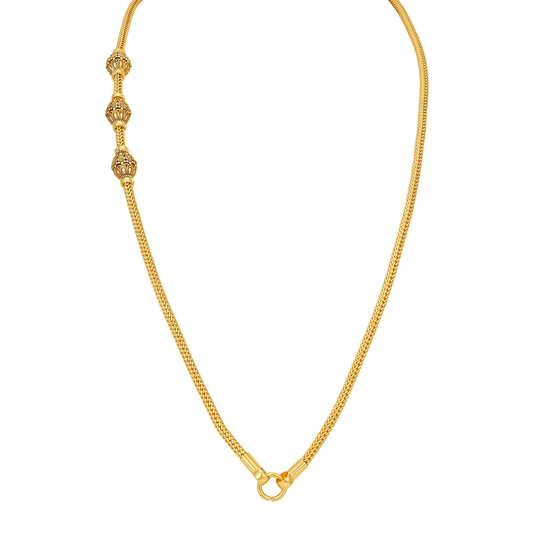 Temple Style Mugappu Bead 925 Sterling Silver Thali Chain for Women