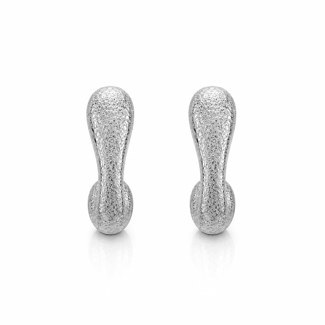Textured Abstract Curved Silver Earrings