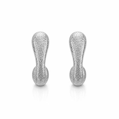 Textured Abstract Curved Silver Earrings