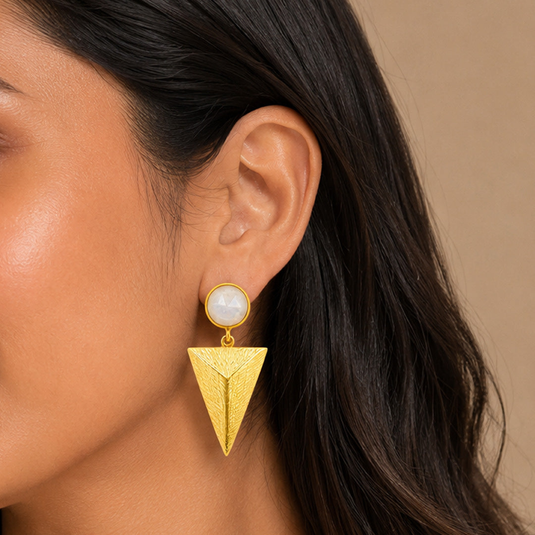 Textured Geometric Charm 925 Sterling Silver Earrings