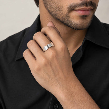 Textured Wave Sterling Silver Ring