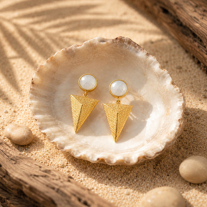 Textured Geometric Charm 925 Sterling Silver Earrings