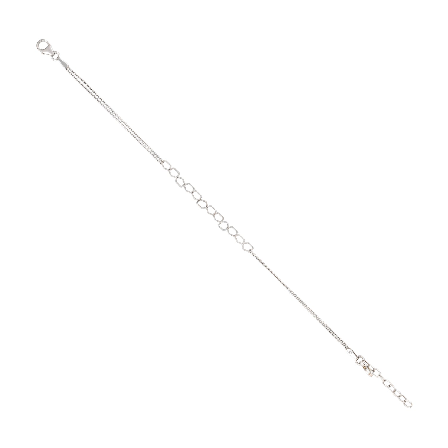 Textured Geometric Interlocking Silver Pentagon Bracelet