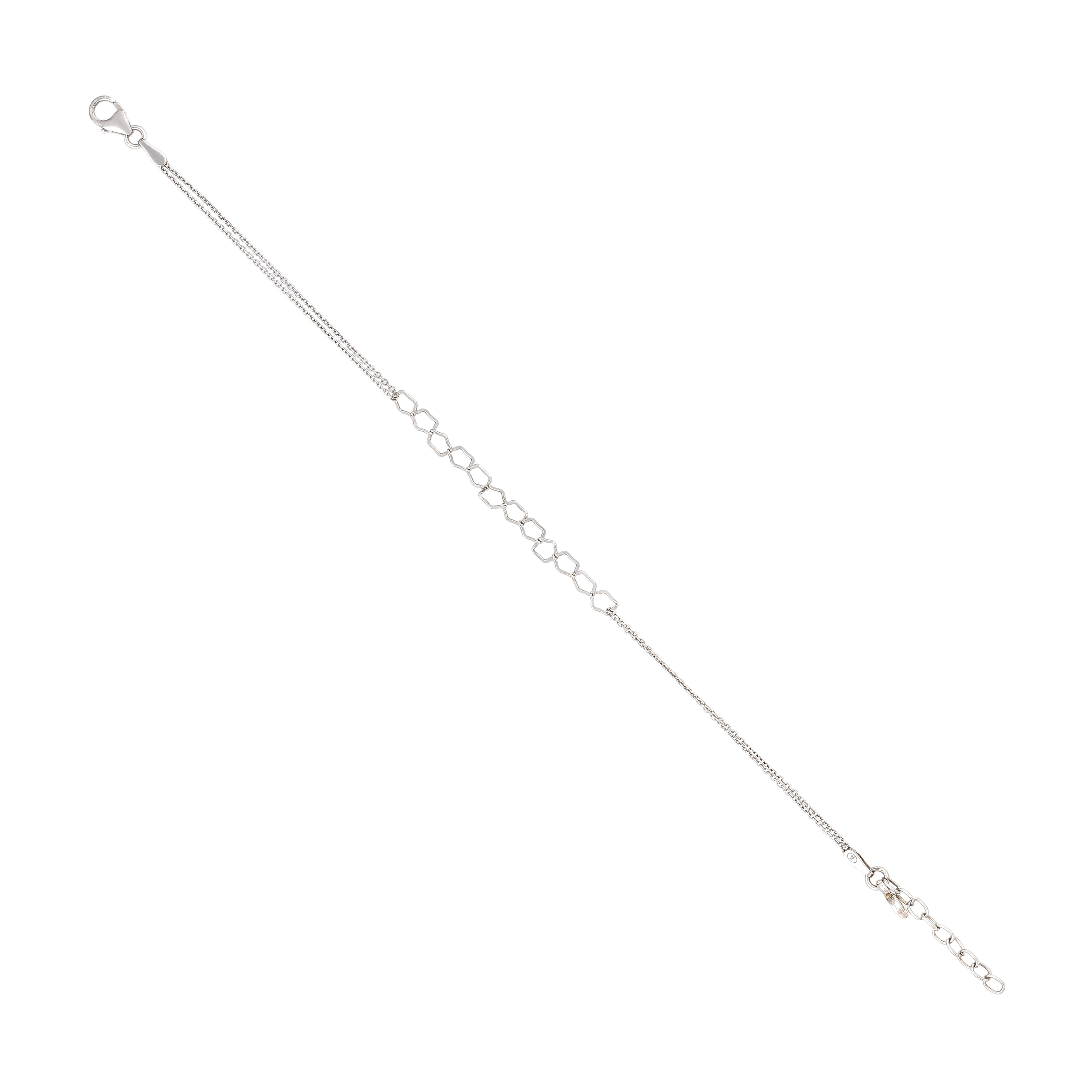 Textured Geometric Interlocking Silver Pentagon Bracelet