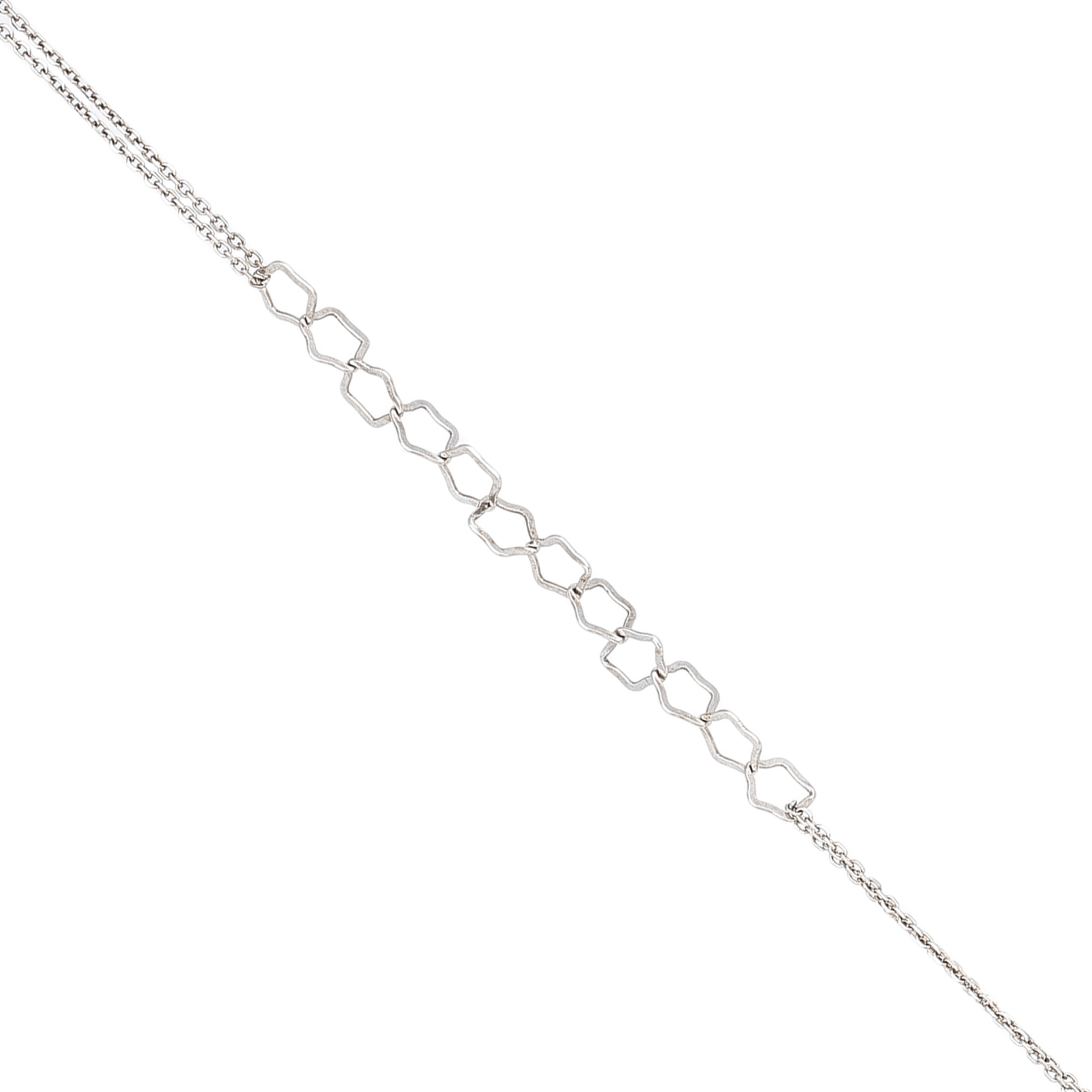 Textured Geometric Interlocking Silver Pentagon Bracelet