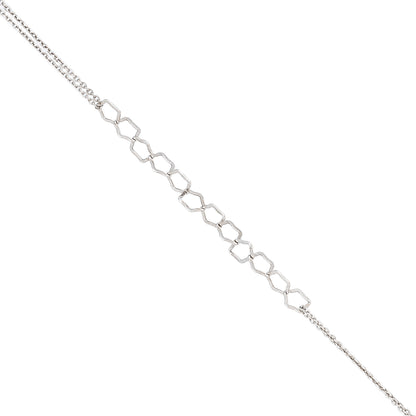 Textured Geometric Interlocking Silver Pentagon Bracelet