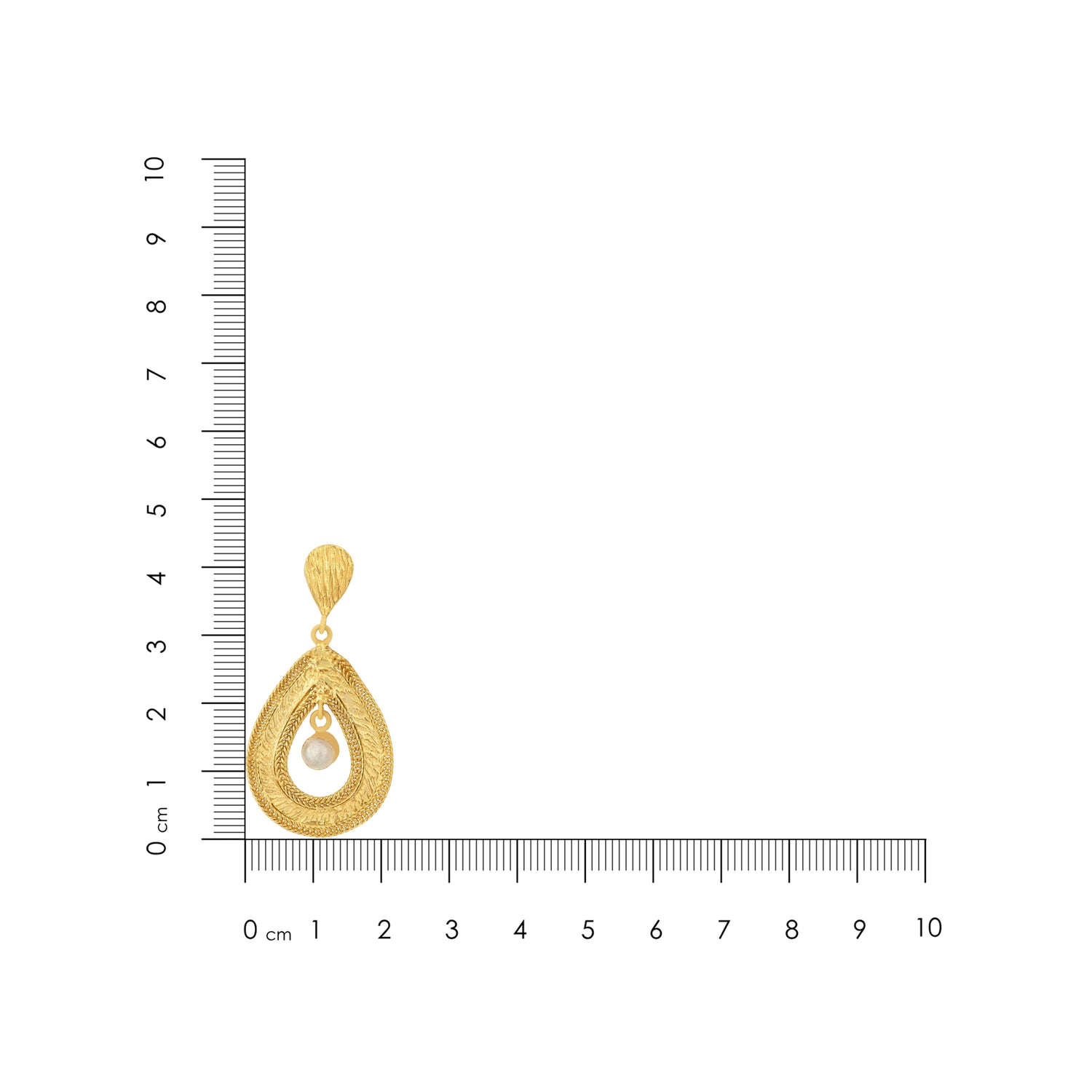 Textured Golden Dewdrop 925 Sterling Silver Earring