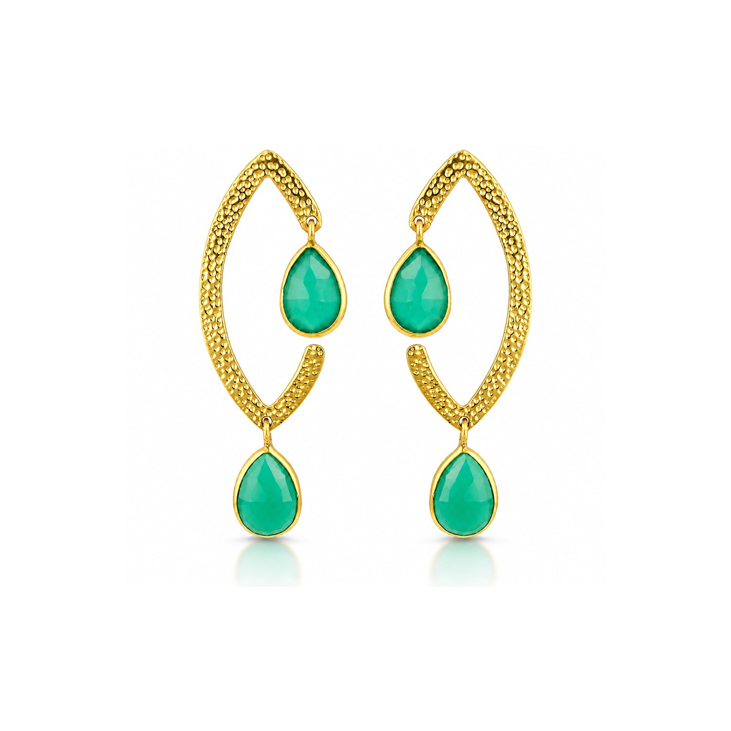 Textured Green Charm 925 Sterling Silver Earrings