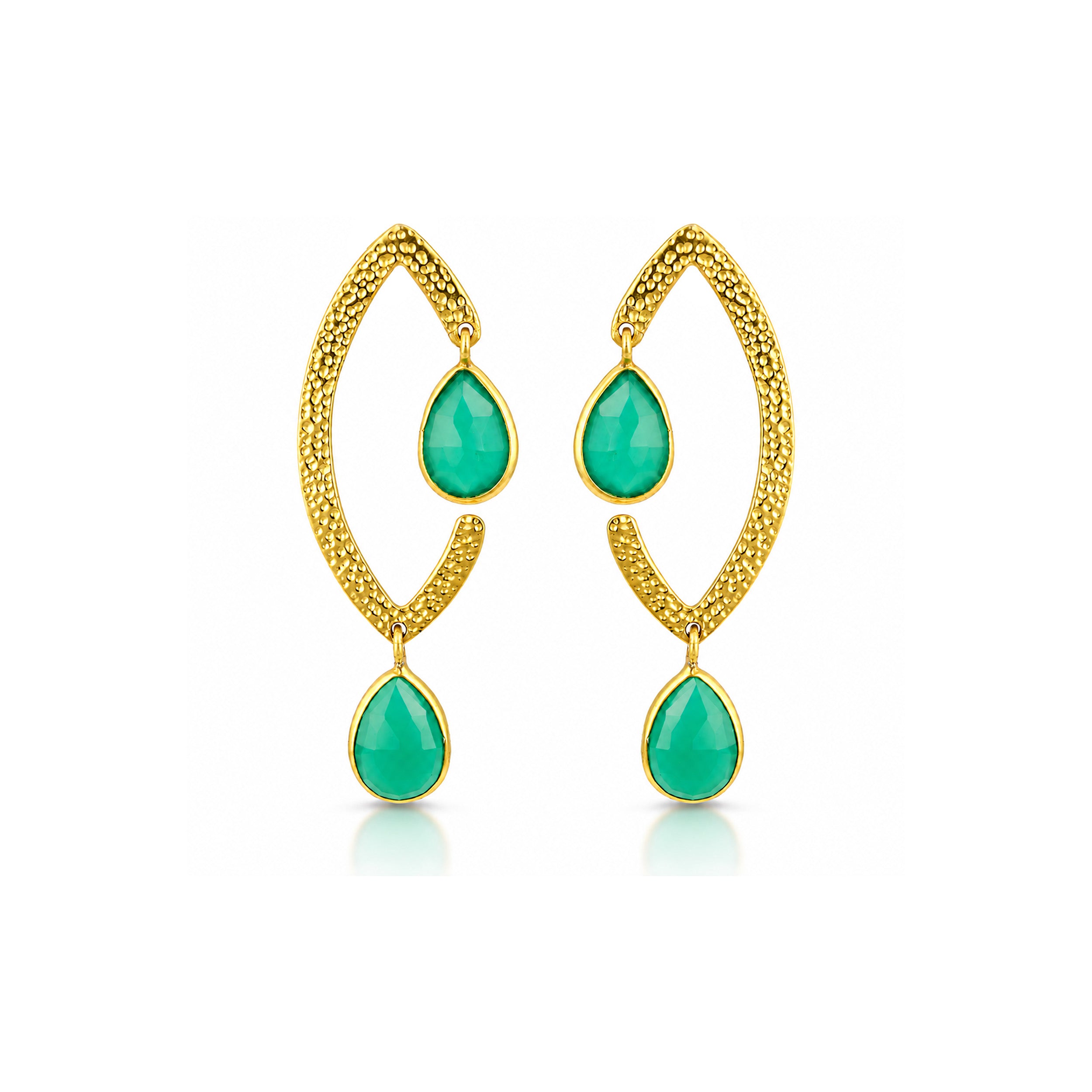 Textured Green Charm 925 Sterling Silver Earrings
