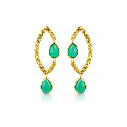 Textured Green Charm 925 Sterling Silver Earrings