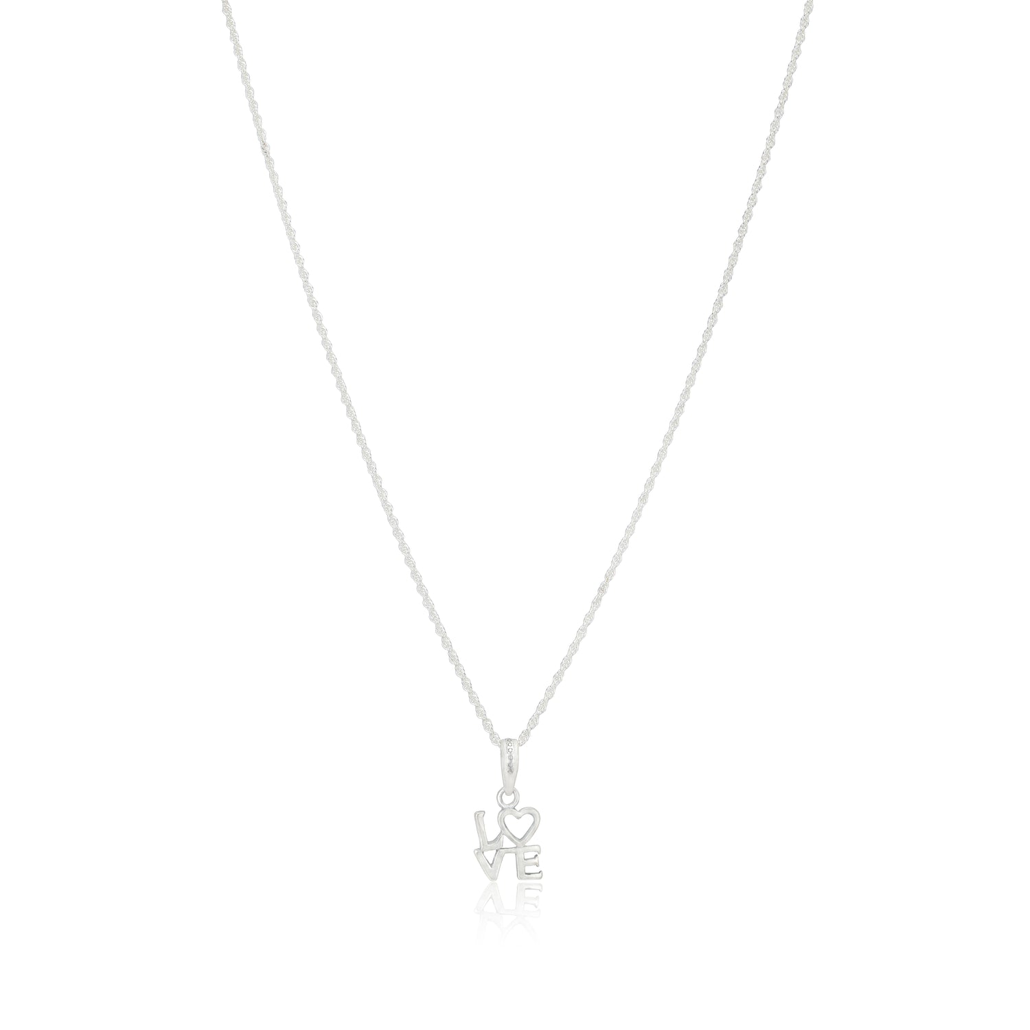 Textured Love Rhodium Plated Heart Detail Chain Pendants