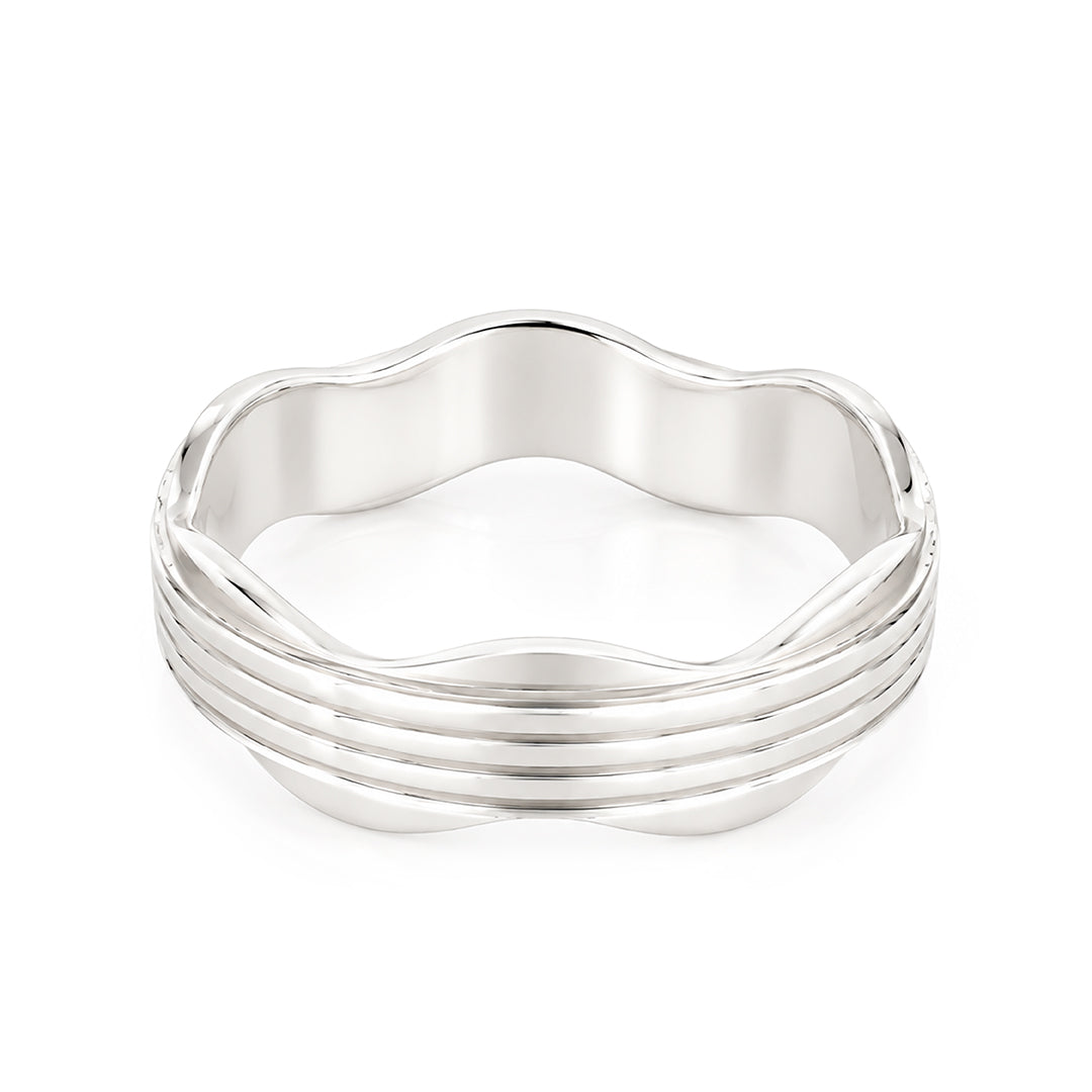 Textured Wave Sterling Silver Ring