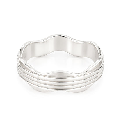 Textured Wave Sterling Silver Ring
