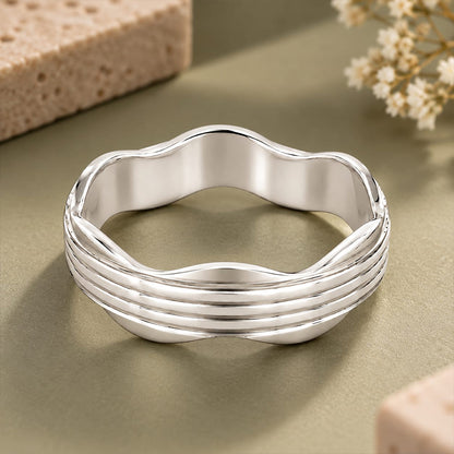 Textured Wave Sterling Silver Ring