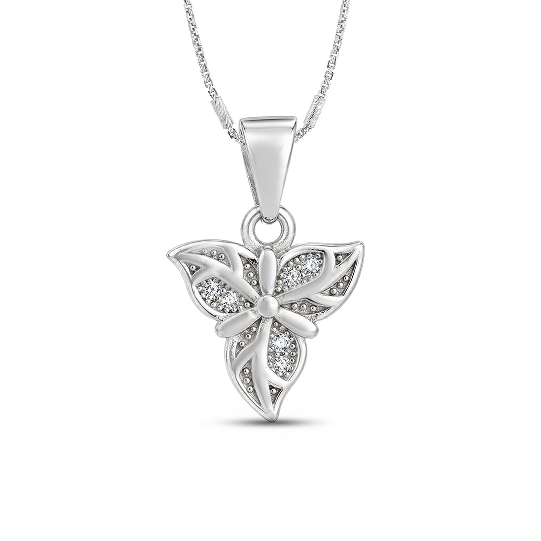 Three Leaf Flower Sterling Silver Pendant
