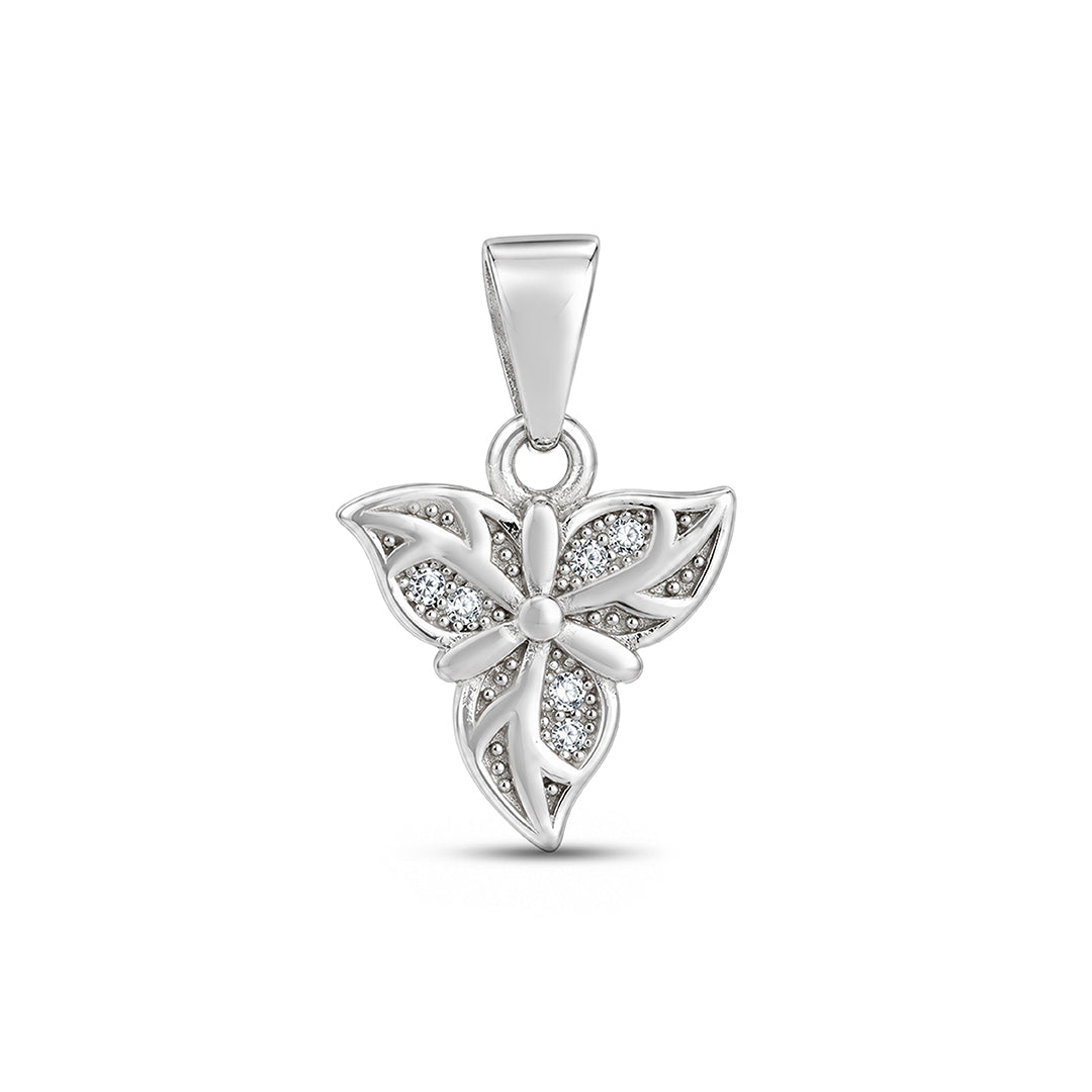 Three Leaf Flower Sterling Silver Pendant