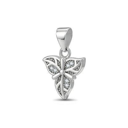 Three Leaf Flower Sterling Silver Pendant