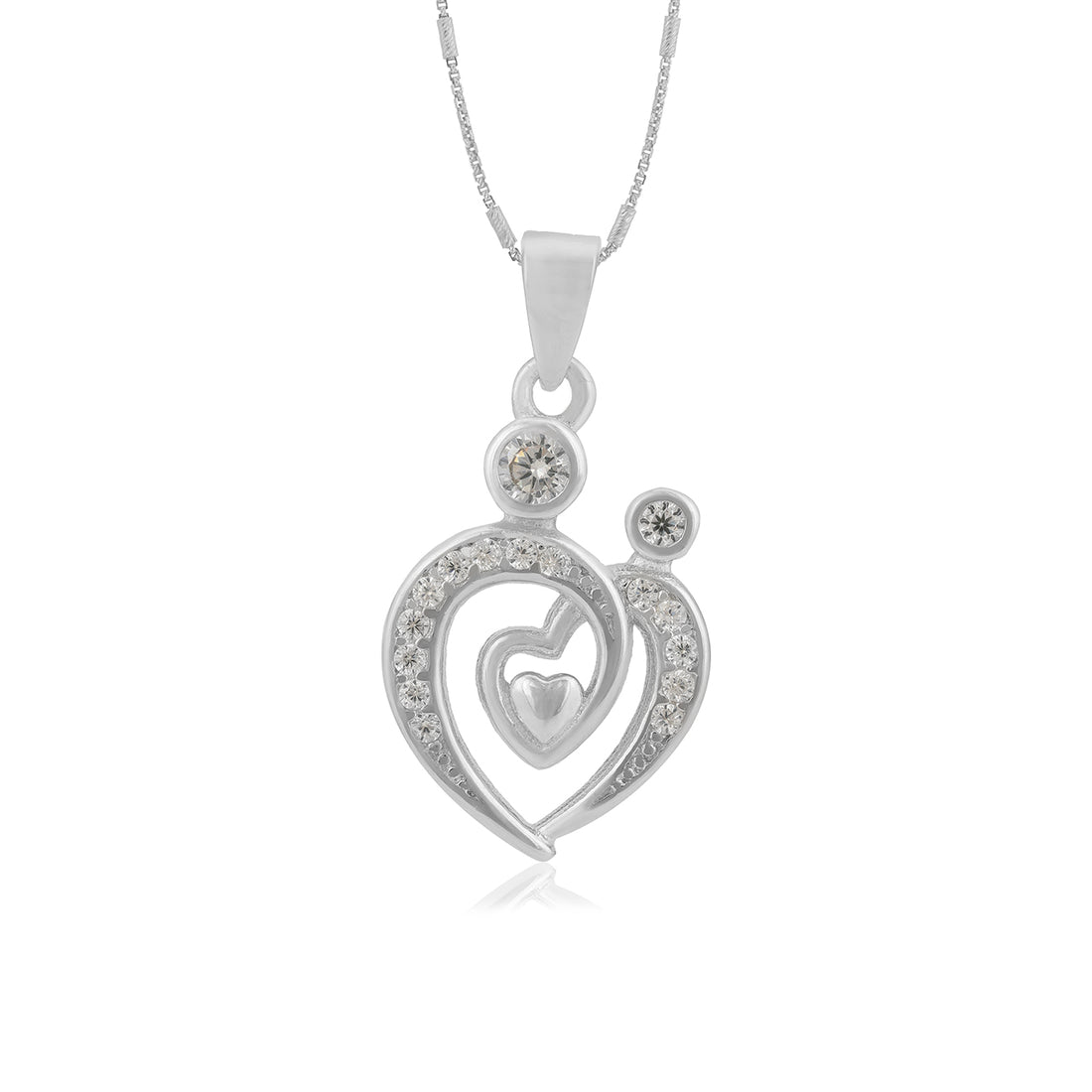 Threefold Love Heart Rhodium Plated Pendants