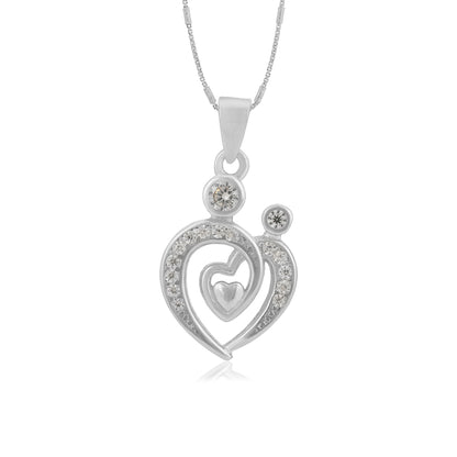 Threefold Love Heart Rhodium Plated Pendants