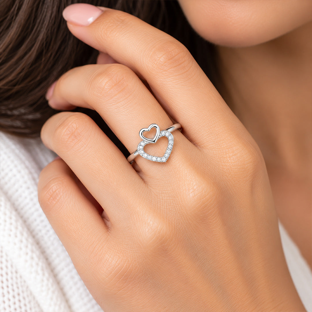 Tiered Open Heart Sterling Silver Ring