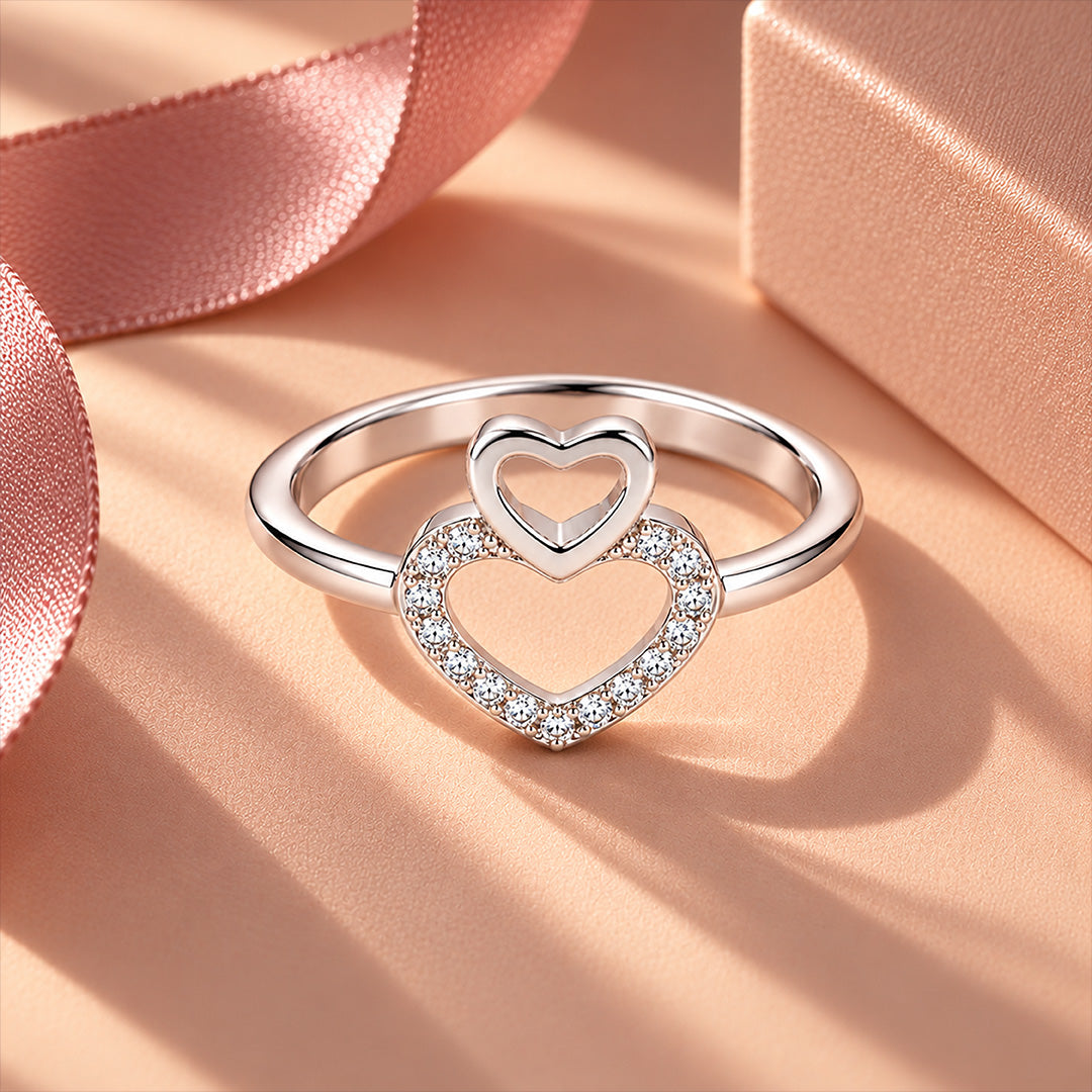 Tiered Open Heart Sterling Silver Ring