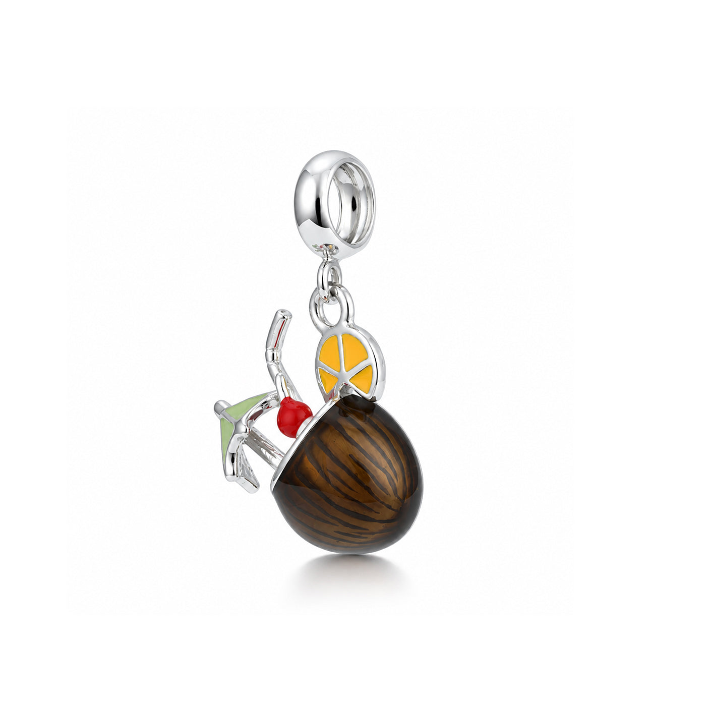 Tiki Coconut Drink 925 Sterling Silver Charm Pendant