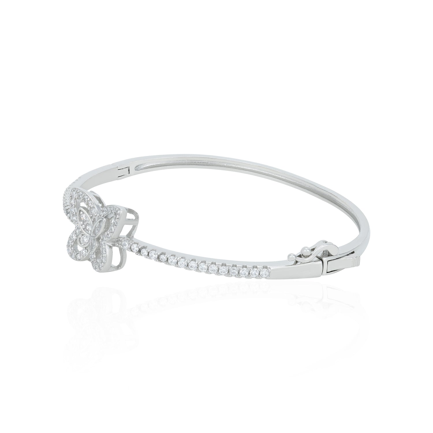 Timeless Butterfly Zircon Motif 925 Sterling Silver Kada for Women