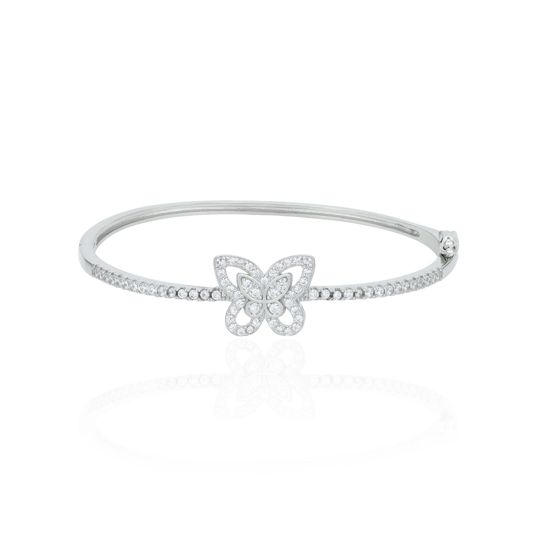 Timeless Butterfly Zircon Motif 925 Sterling Silver Kada for Women