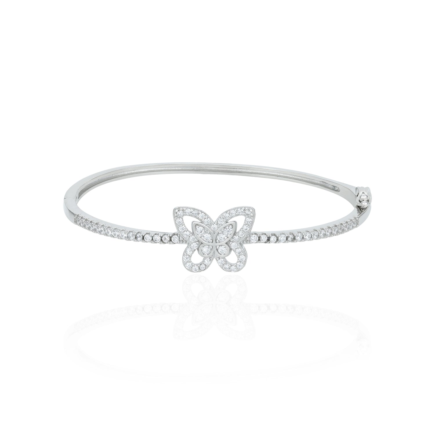 Timeless Butterfly Zircon Motif 925 Sterling Silver Kada for Women