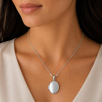 Timeless Minimal Oval Memory Locket 925 Sterling Silver Pendant for women