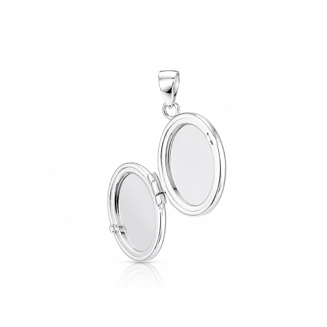 Timeless Minimal Oval Memory Locket 925 Sterling Silver Pendant for women