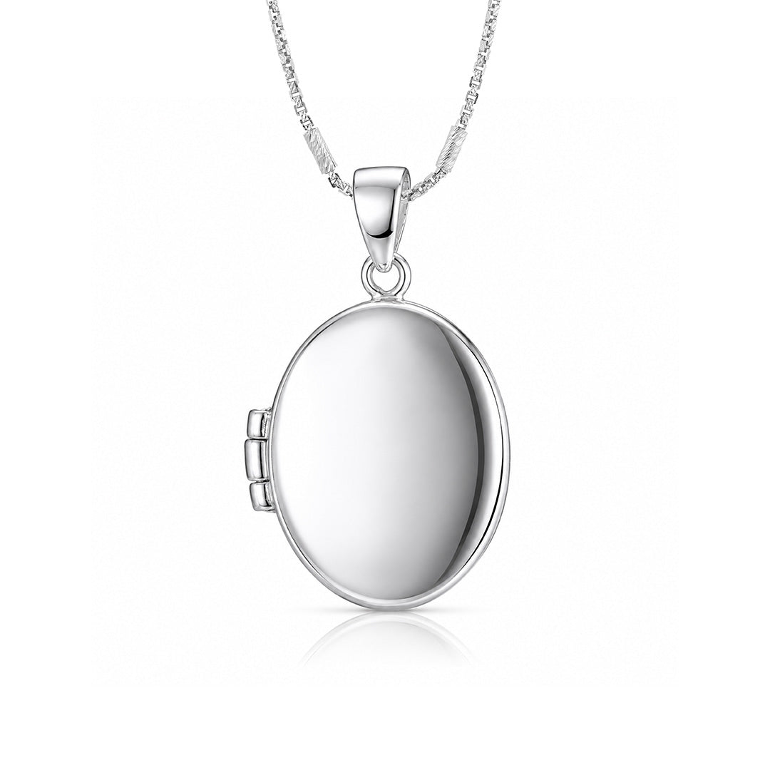 Timeless Minimal Oval Memory Locket 925 Sterling Silver Pendant for women