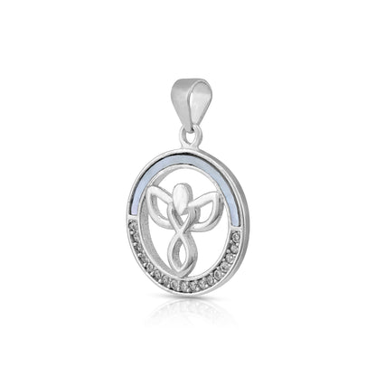 Timeless Angel Circle Accent 925 Sterling Silver Pendant for Women