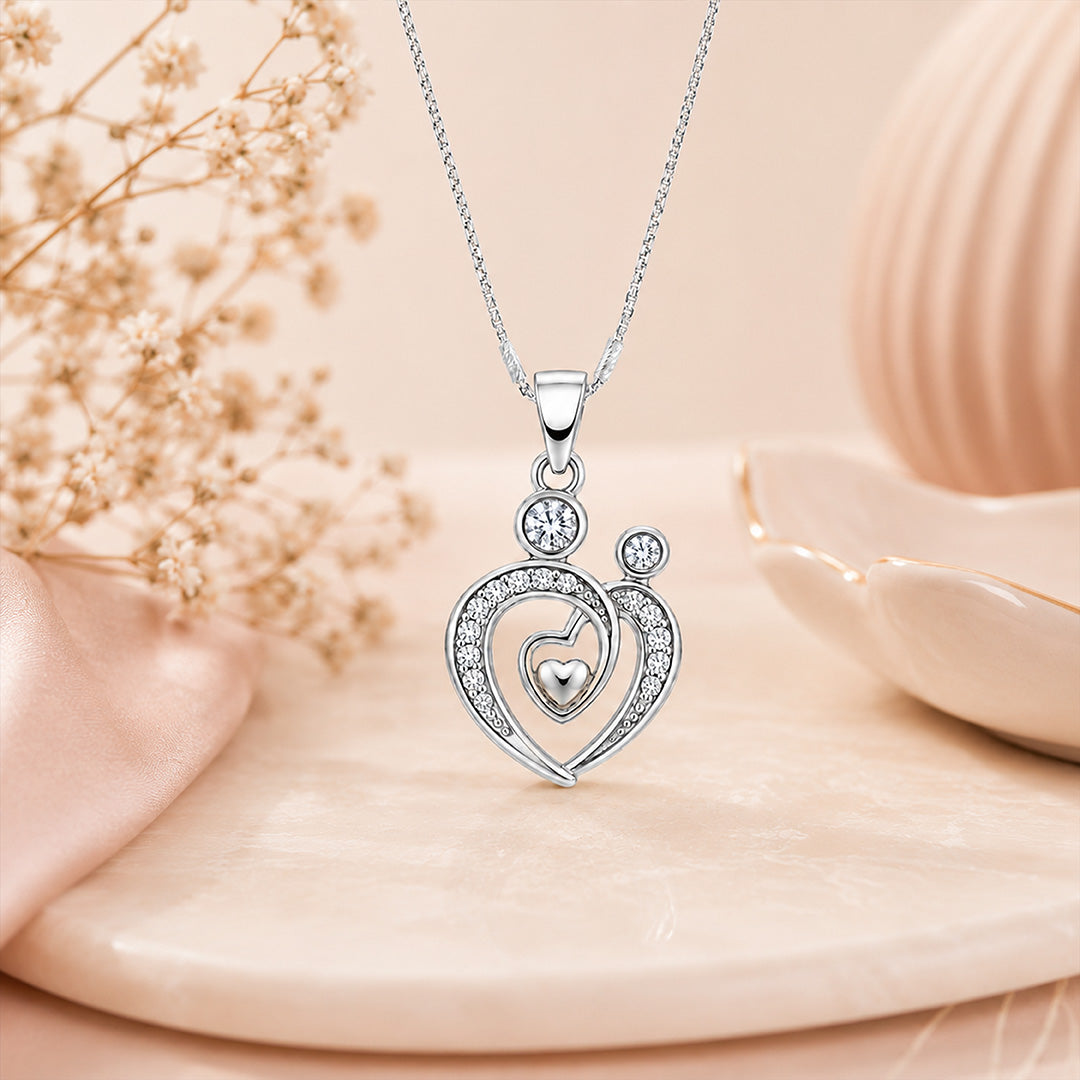 Timeless Bond Of Love Heart 925 Sterling Silver Pendant for women