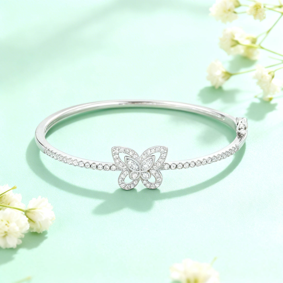 Timeless Butterfly Zircon Motif 925 Sterling Silver Kada for Women