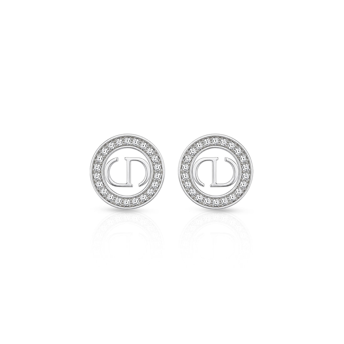 Timeless Clair De Lune Accent Circle 925 Sterling Silver Stud for Women