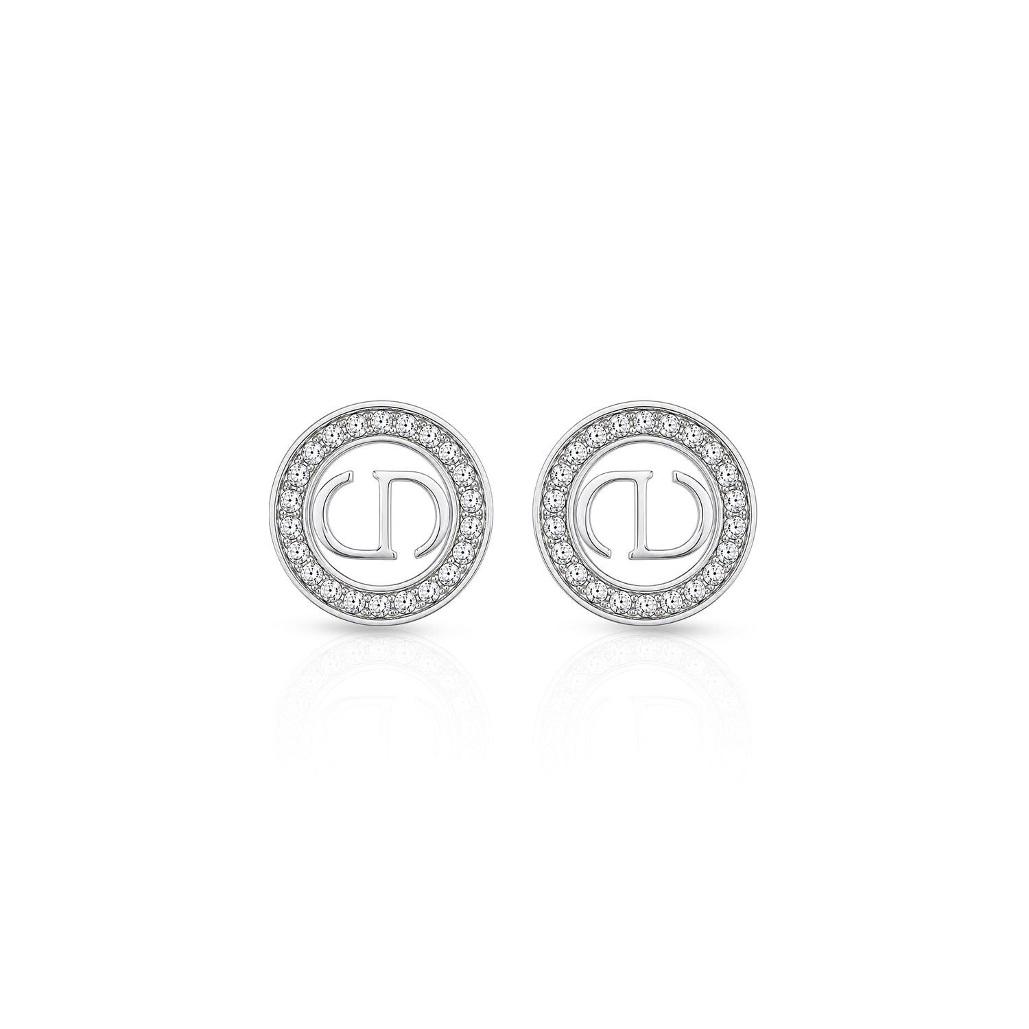 Timeless Clair De Lune Accent Circle 925 Sterling Silver Stud for Women