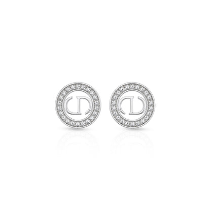 Timeless Clair De Lune Accent Circle 925 Sterling Silver Stud for Women