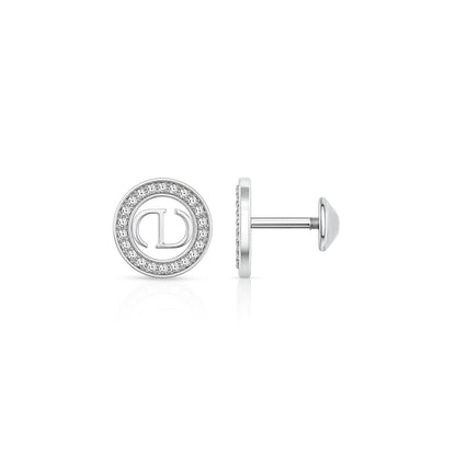 Timeless Clair De Lune Accent Circle 925 Sterling Silver Stud for Women