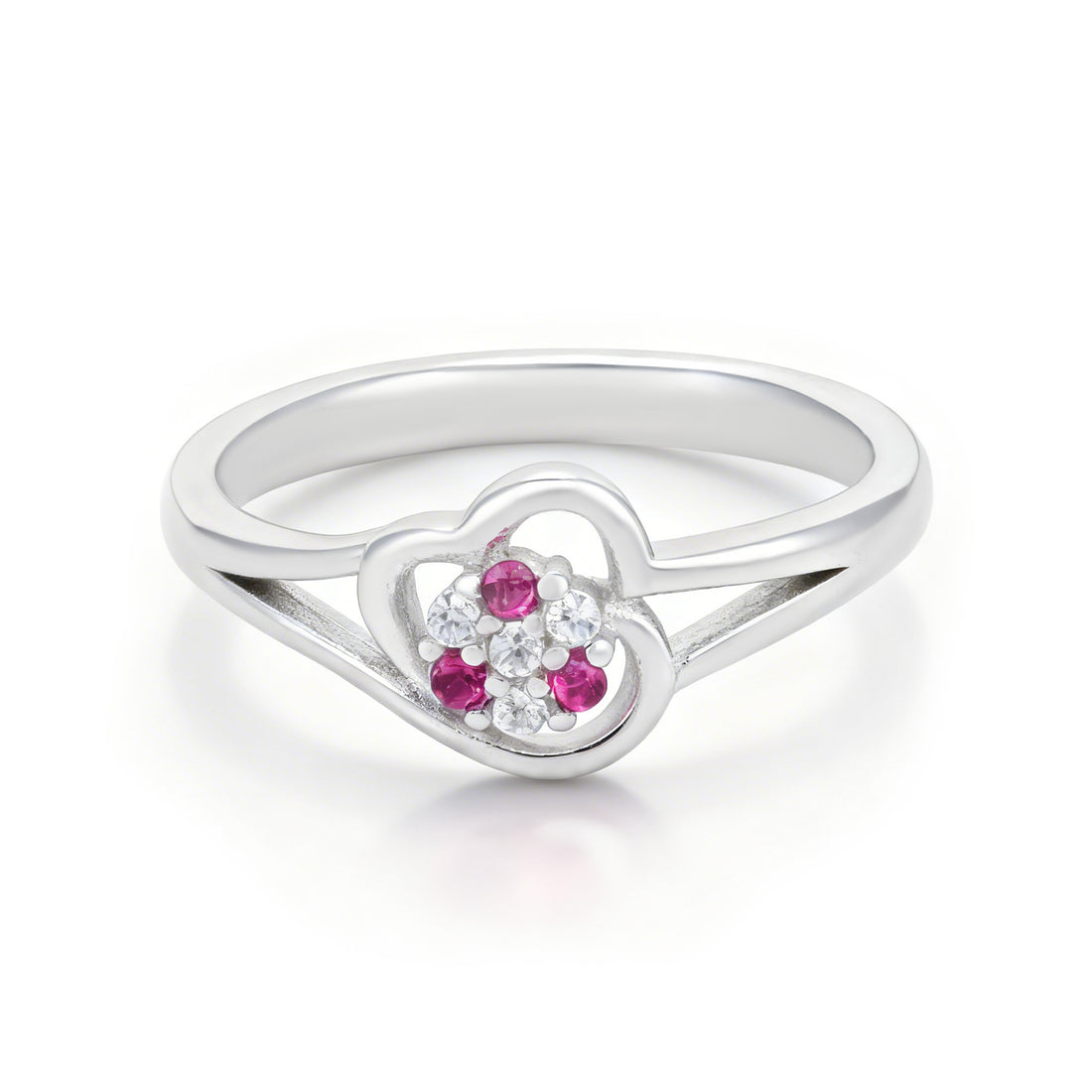 Timeless Double Heart Pink 925 Sterling Silver Ring for Women