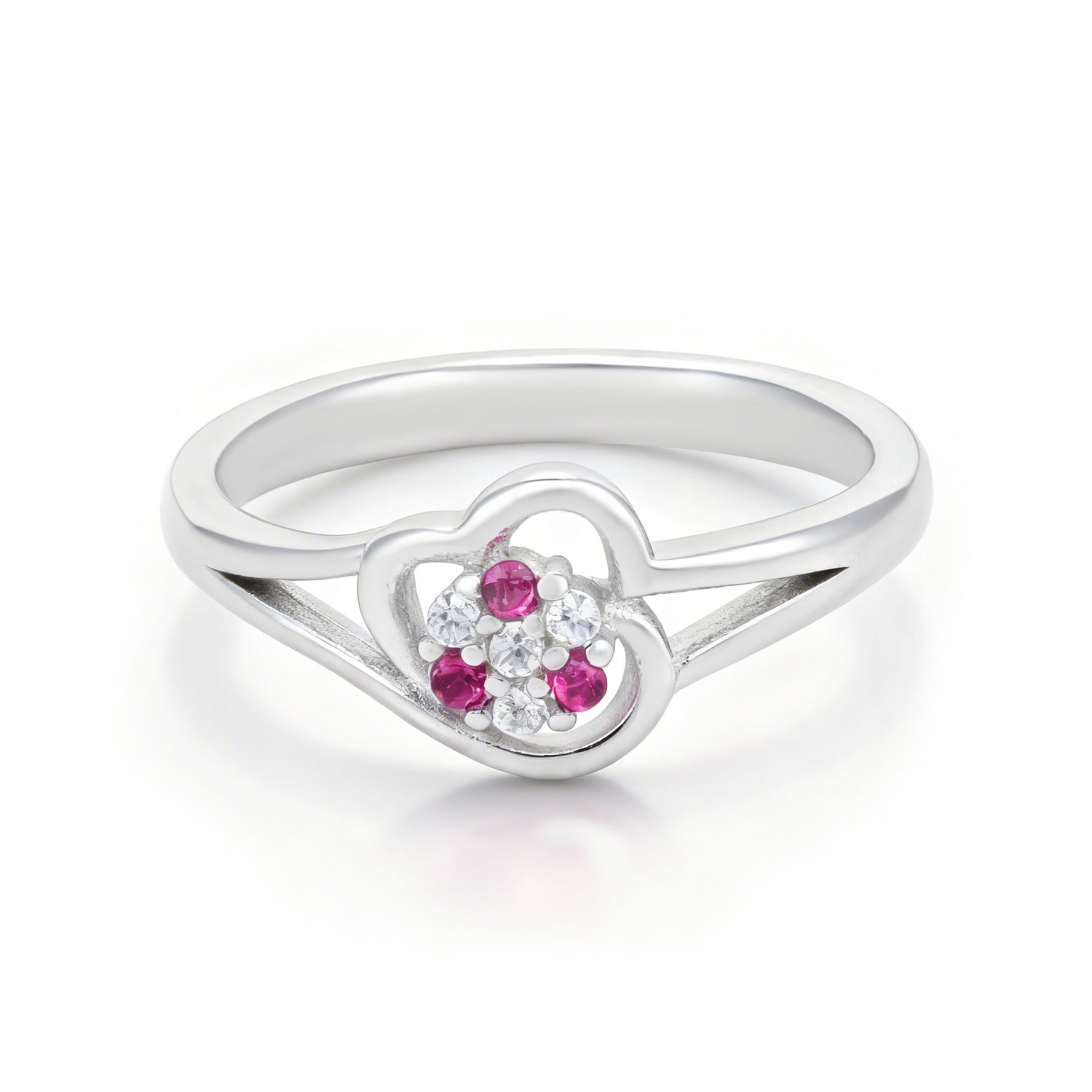 Timeless Double Heart Pink 925 Sterling Silver Ring for Women