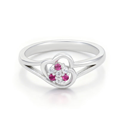 Timeless Double Heart Pink 925 Sterling Silver Ring for Women