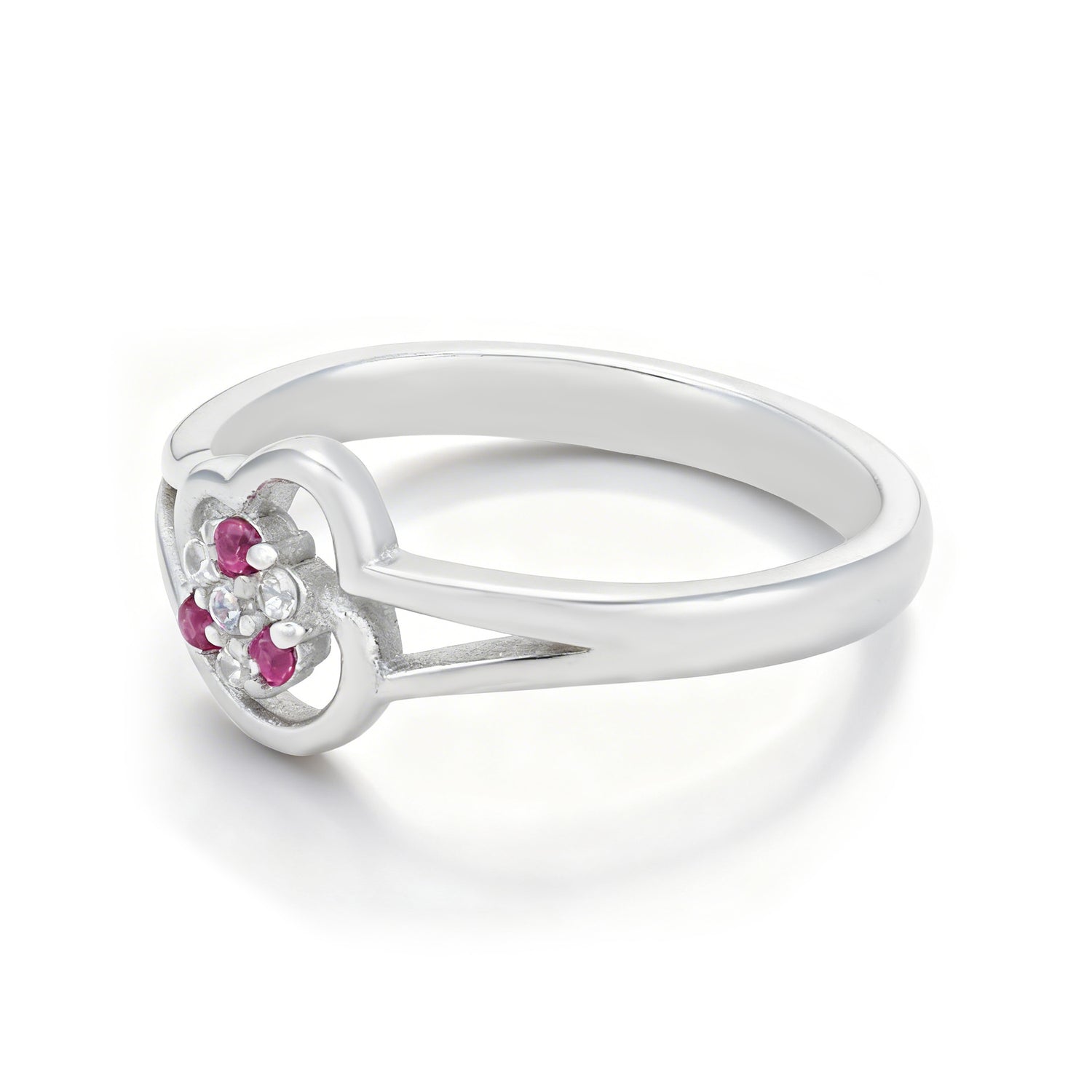 Timeless Double Heart Pink 925 Sterling Silver Ring for Women