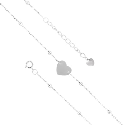 Timeless Heart Charm 925 Rhodium Linked Bracelets