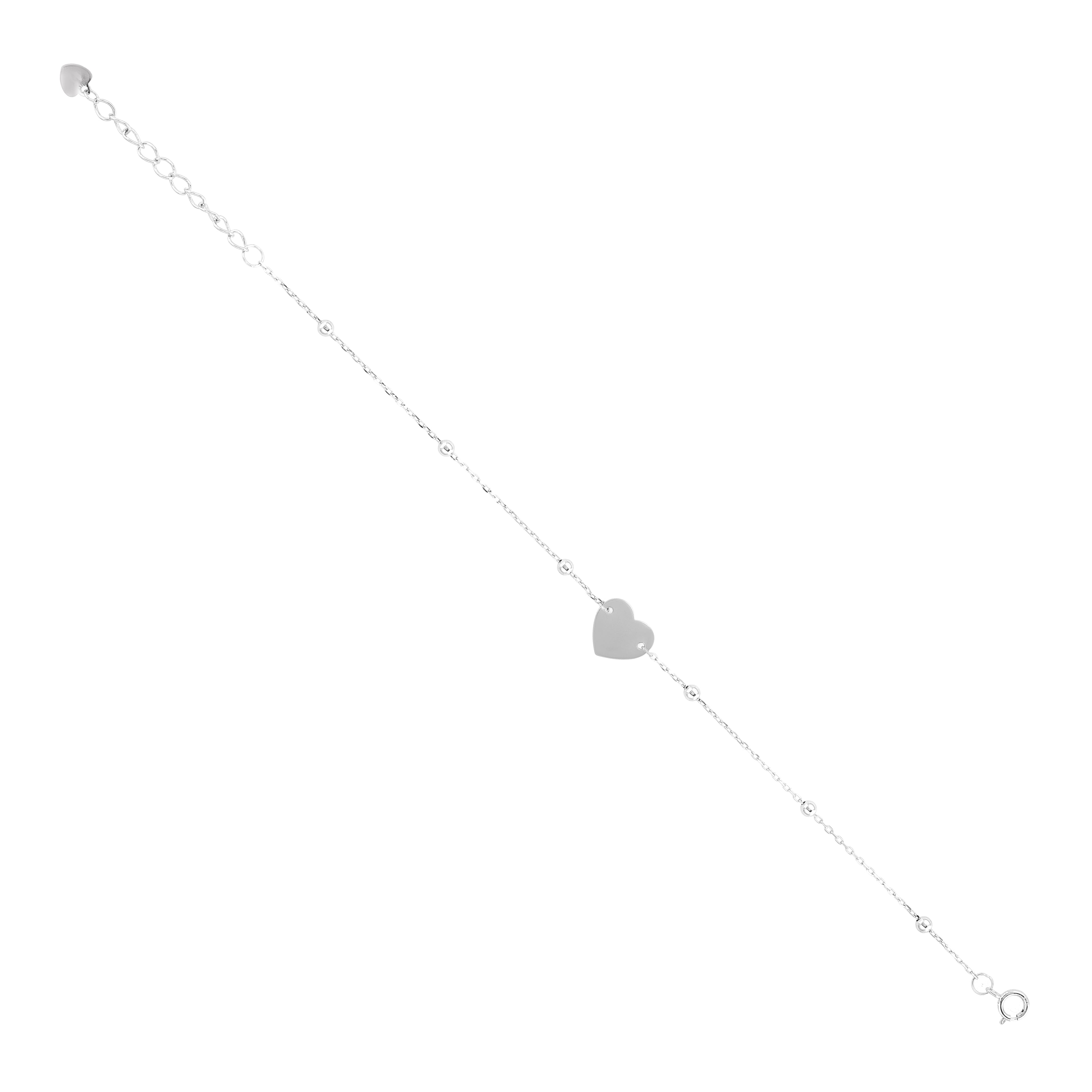 Timeless Heart Charm Rhodium Plated Linked Bracelets