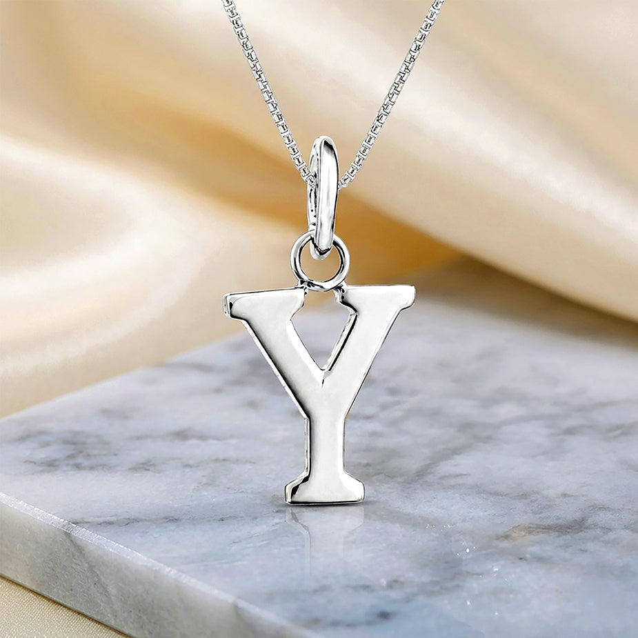 Timeless Initial Y 925 Sterling Silver Pendant for Women