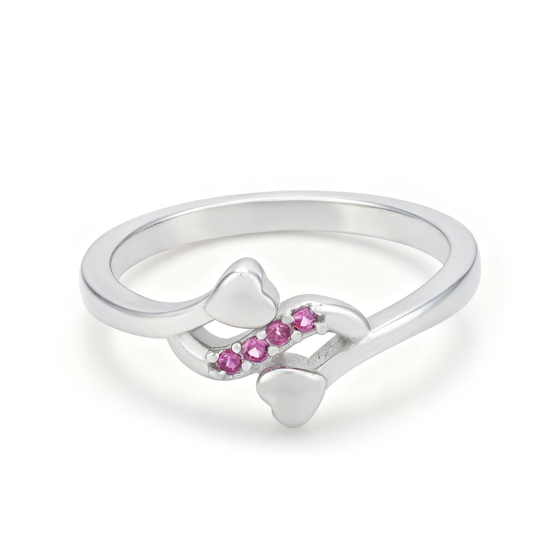 Timeless Intertwined Heart Pink 925 Sterling Silver Ring for Women