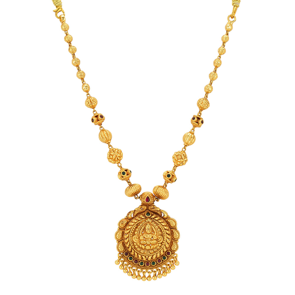 Timeless Lakshmi Elegance 925 Golden Bead Accents Necklace