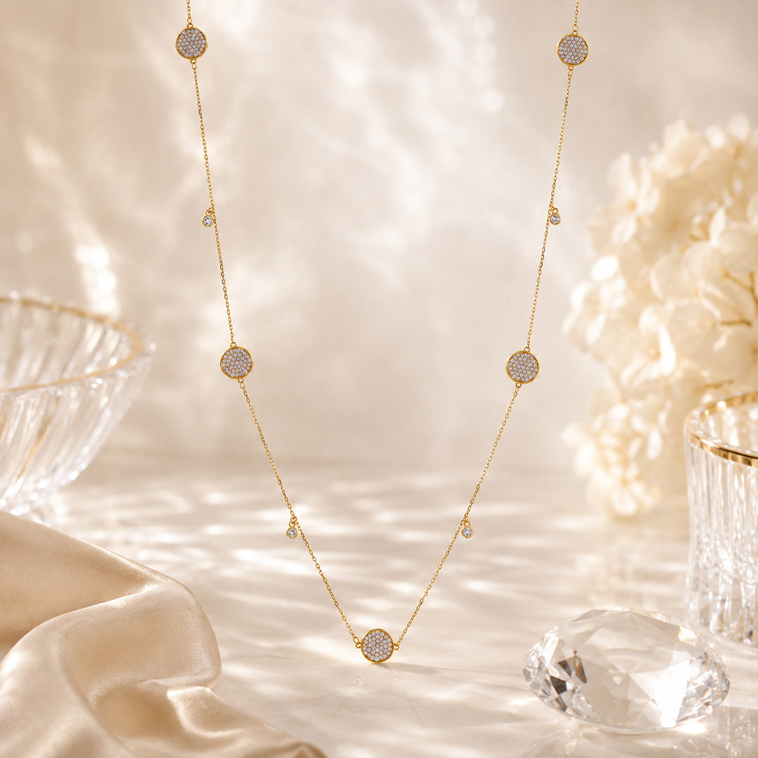 Timeless Yellow Gold Inspired Flower 925 Sterling Silver Chain for Women