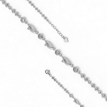 Silver chain necklace on a white background